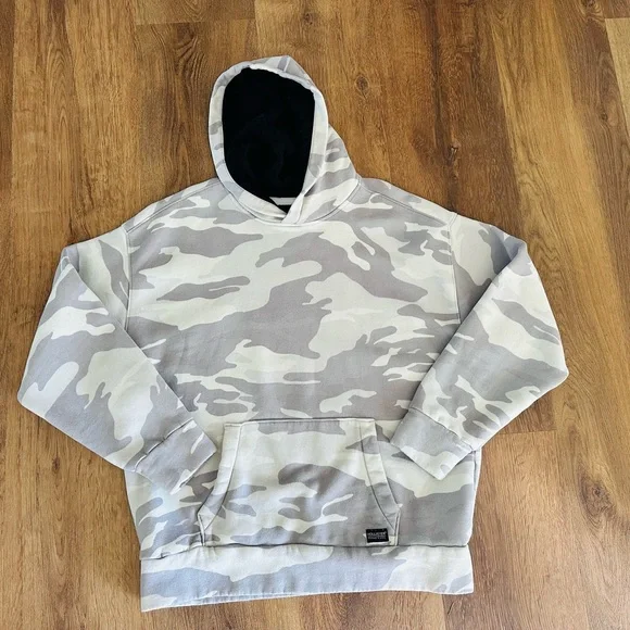 Hollister Gray Camo Hoodie Sweatshirt Size Large - Picture 1 of 7